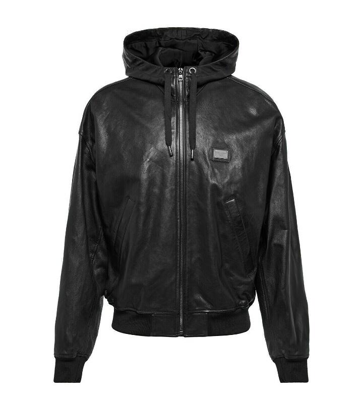 Photo: Dolce&Gabbana - Logo hooded leather jacket