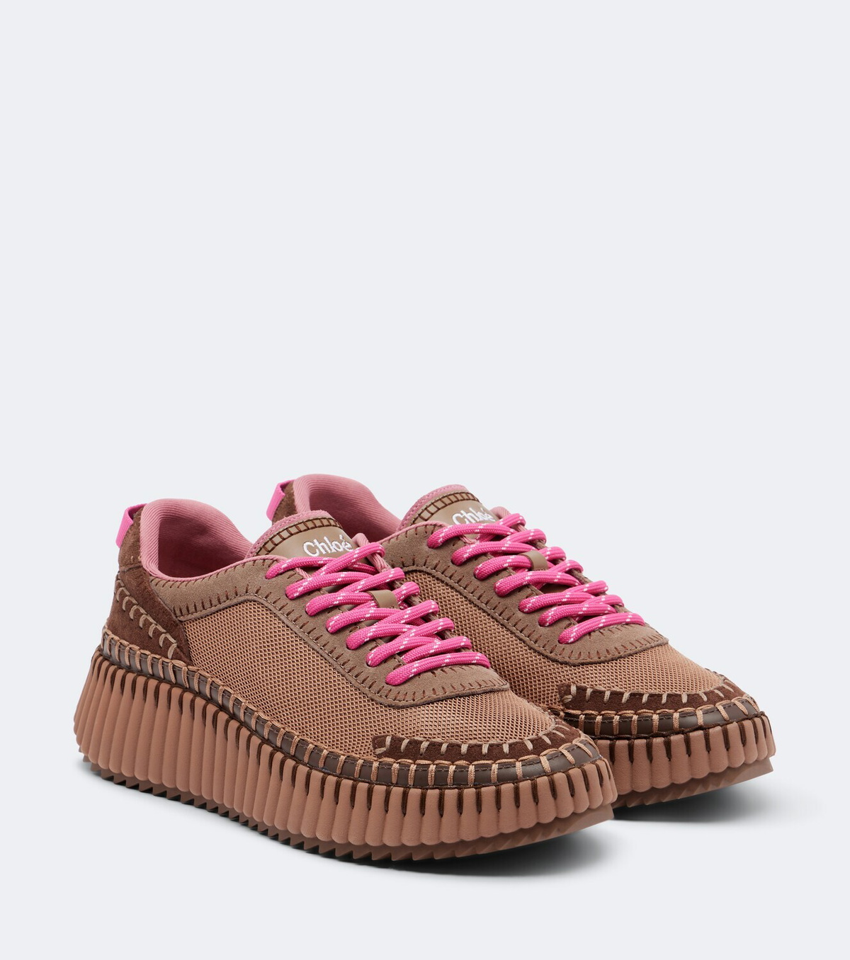 Chloé Nama leather-trimmed platform sneakers