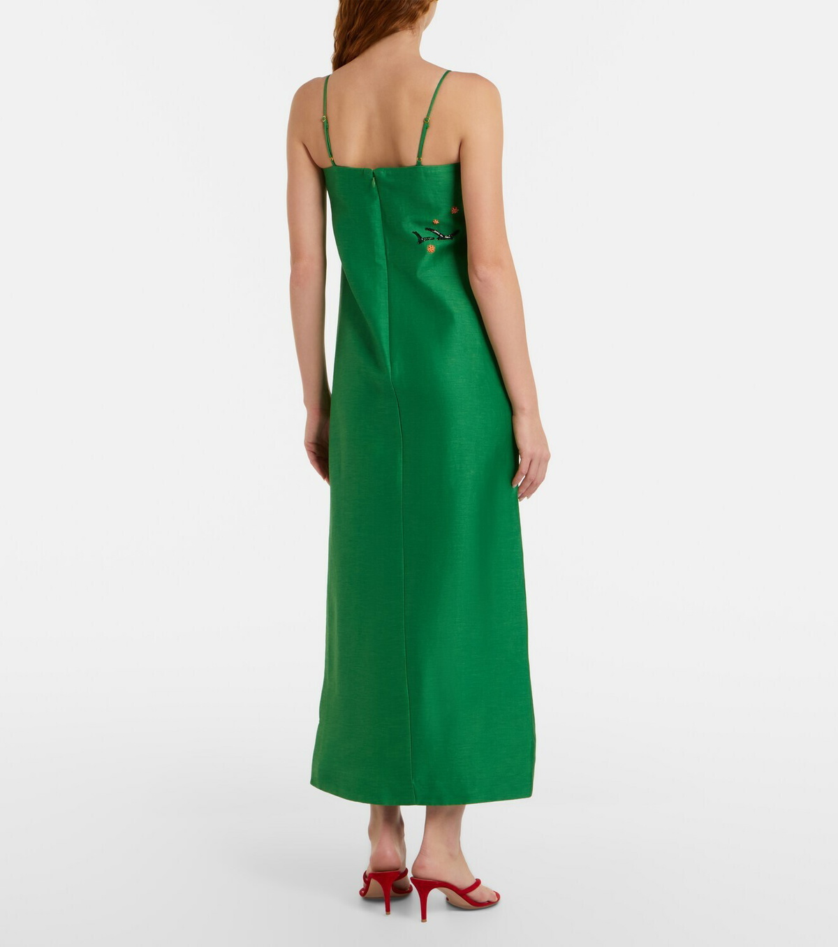 Alémais Embellished printed linen-blend maxi dress