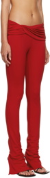 Blumarine Red Draped Leggings