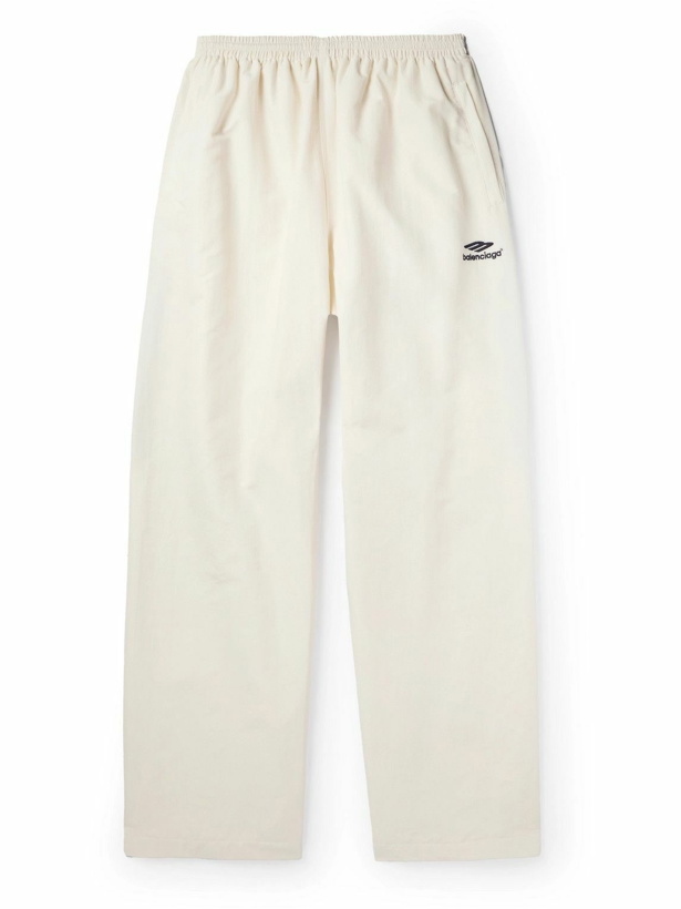 Photo: Balenciaga - Wide-Leg Colour-Block Cotton-Blend Shell Track Pants - White