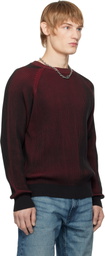 Hugo Black & Red Cotton Two-Tone Ribbing Sweater