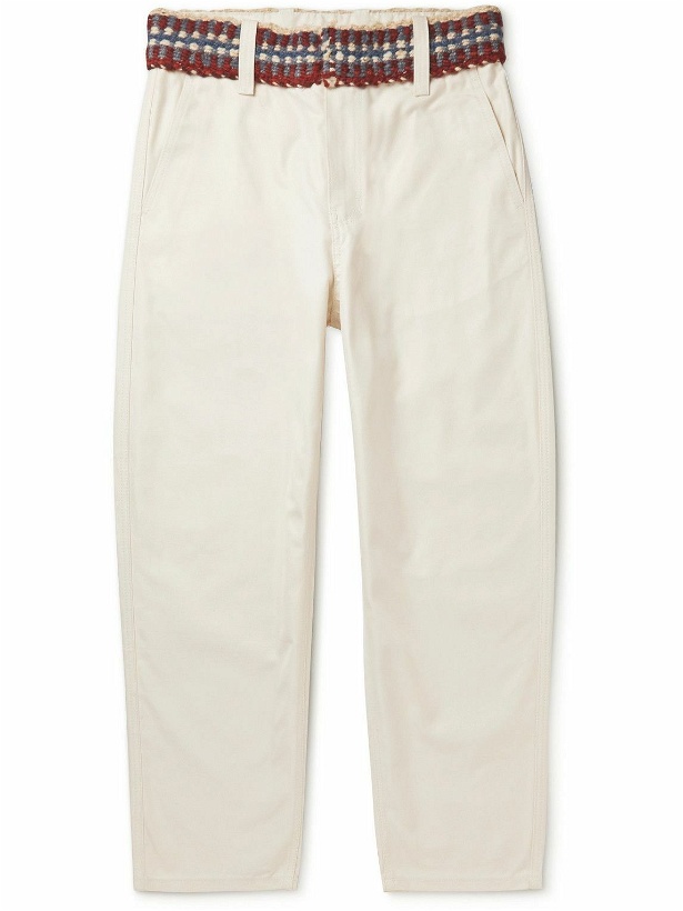 Photo: Adish - Tapered Wool-Trimmed Cotton-Twill Trousers - Neutrals
