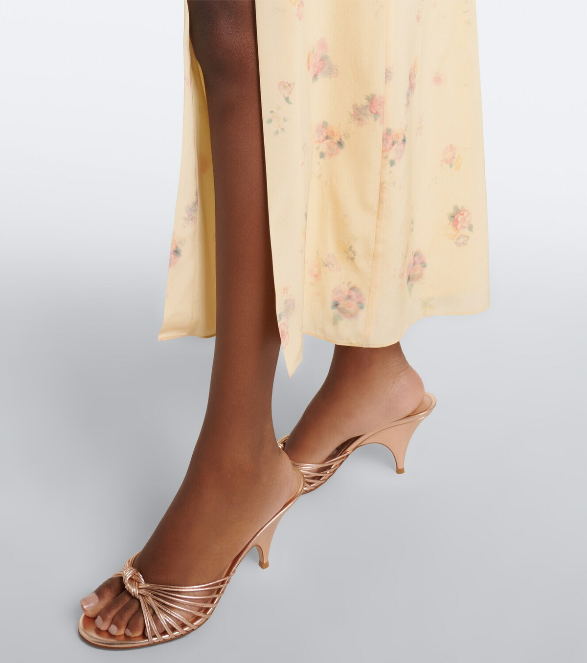 Alessandra Rich Floral ruffled silk midi dress