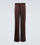 Versace High-rise striped straight crêpe pants