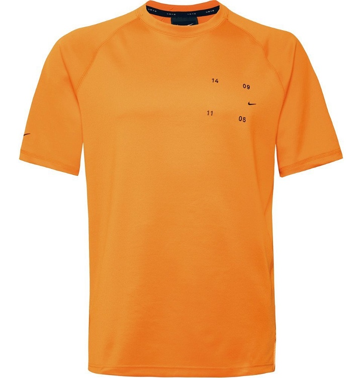 Photo: Nike - Sportswear Tech Pack Logo-Appliquéd Tech-Jersey T-Shirt - Orange
