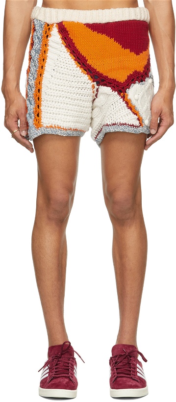 Photo: Bethany Williams Off-White & Multicolor Wool Knitted Face Shorts