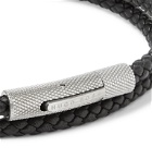 Hugo Boss - Woven Leather and Stainless Steel Wrap Bracelet - Black