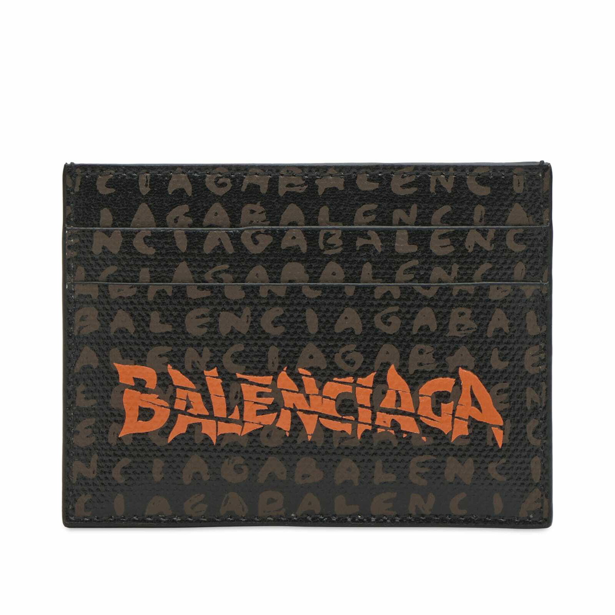Balenciaga Men's Canvas Logo Card Holder in Black/L Door Orange 