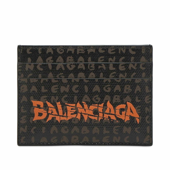 Photo: Balenciaga Men's Canvas Logo Card Holder in Black/L Door Orange 