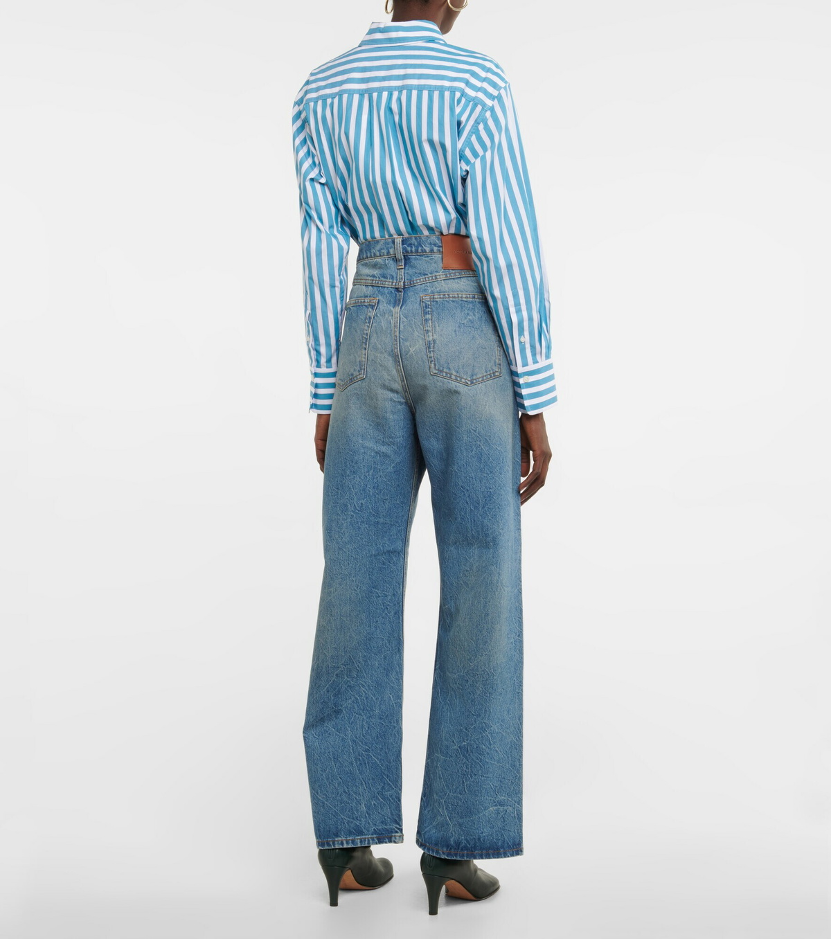 【Victoria Beckham】 Mid-rise taperedパンツ Victoria Beckham Mid-Rise Side Panel Straight-Leg Trousers