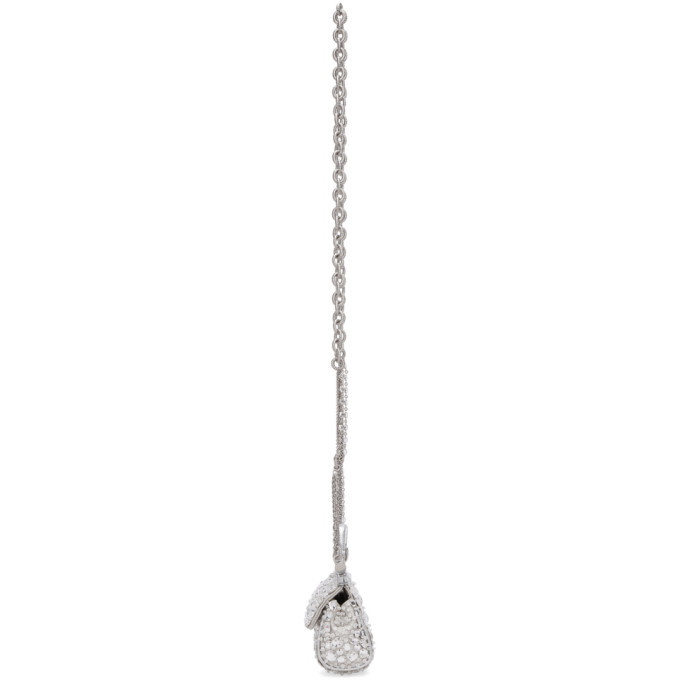 Dolce and Gabbana Silver Satin Crystal Micro Sicily Bag
