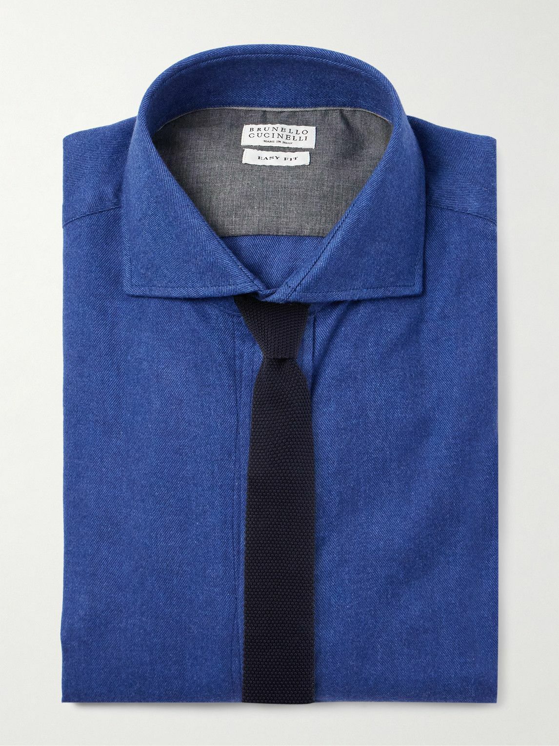 Brunello Cucinelli - Herringbone Cotton and Lyocell-Blend Shirt - Blue