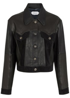 Versace Panelled Leather Jacket Black
