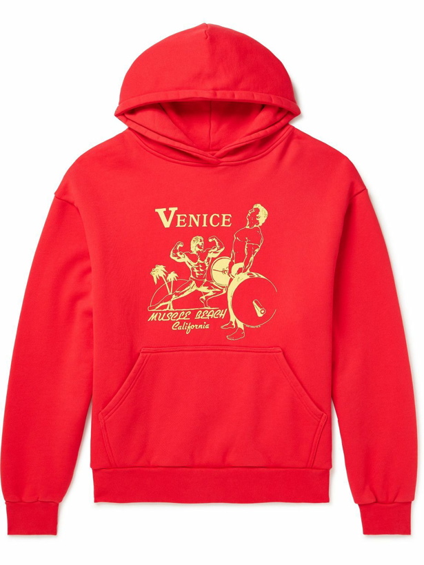 Photo: Y,IWO - Printed Cotton-Jersey Hoodie - Red
