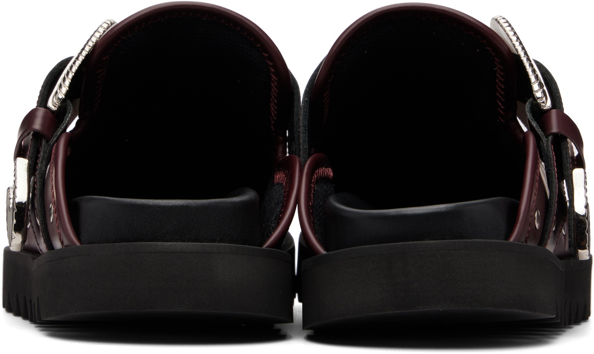 Toga Virilis SSENSE Exclusive Burgundy Eyelet Metal Sabot Slip-on Loafers