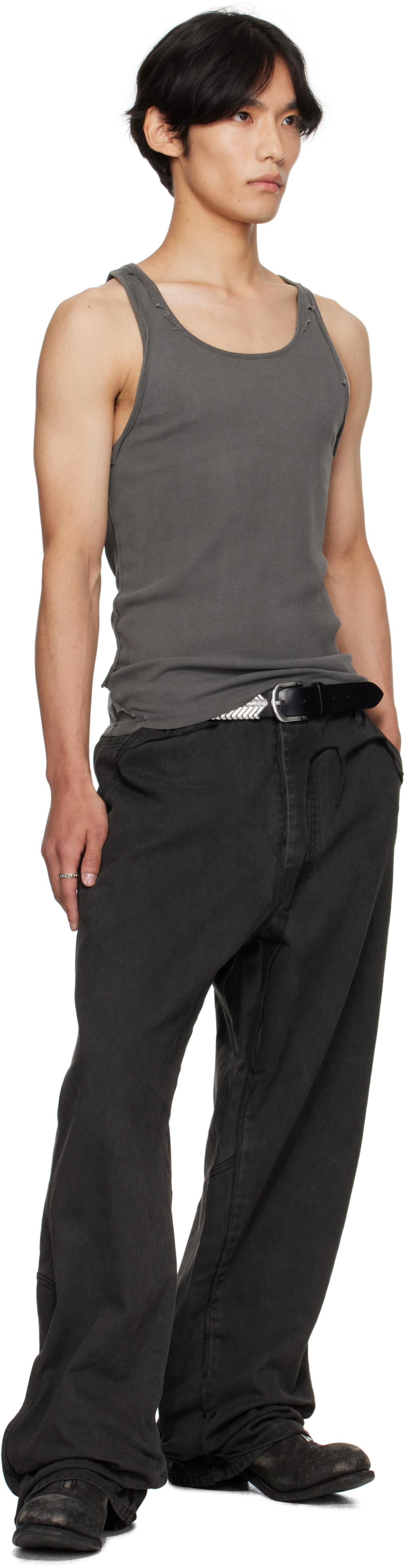 ALEXANDER DIGENOVA Black Underground Cutout Denim Cargo Pants