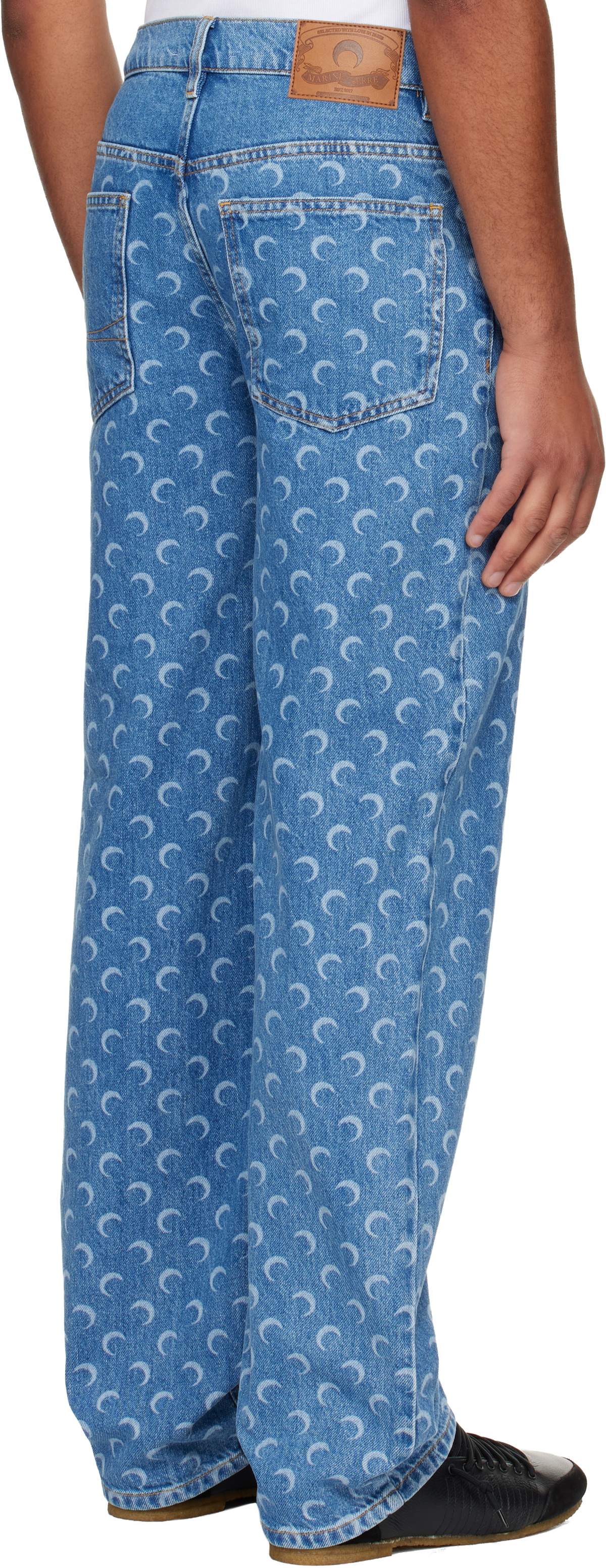 Marine Serre Blue Moon Laser Baggy Jeans