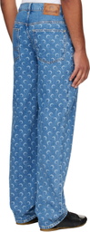 Marine Serre Blue Moon Laser Baggy Jeans