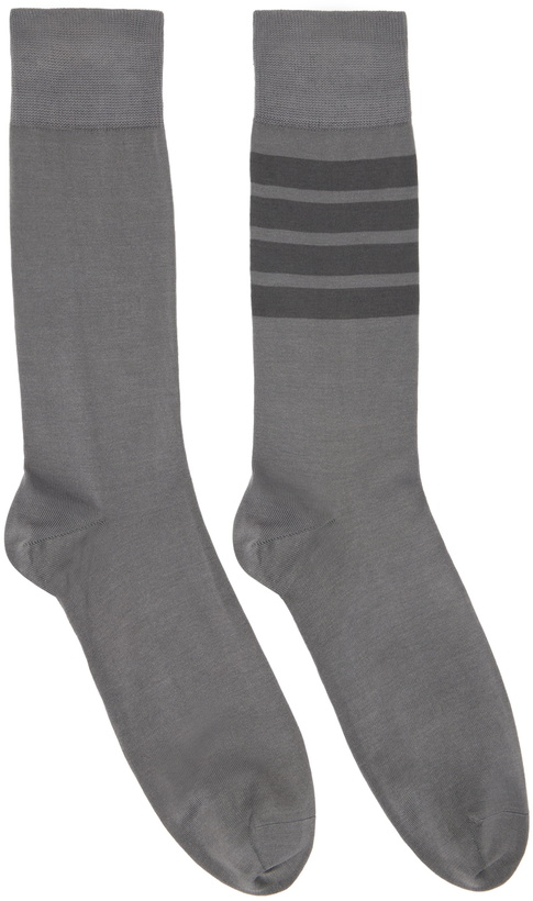 Photo: Thom Browne Gray 4-Bar Socks