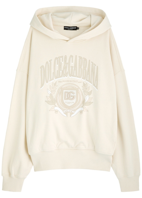 Photo: Dolce & Gabbana Logo Hooded Cotton Sweatshirt White