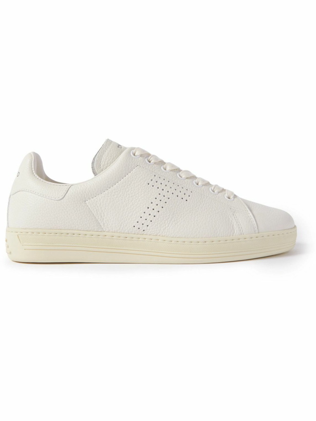 Photo: TOM FORD - Warwick Perforated Full-Grain Leather Sneakers - White