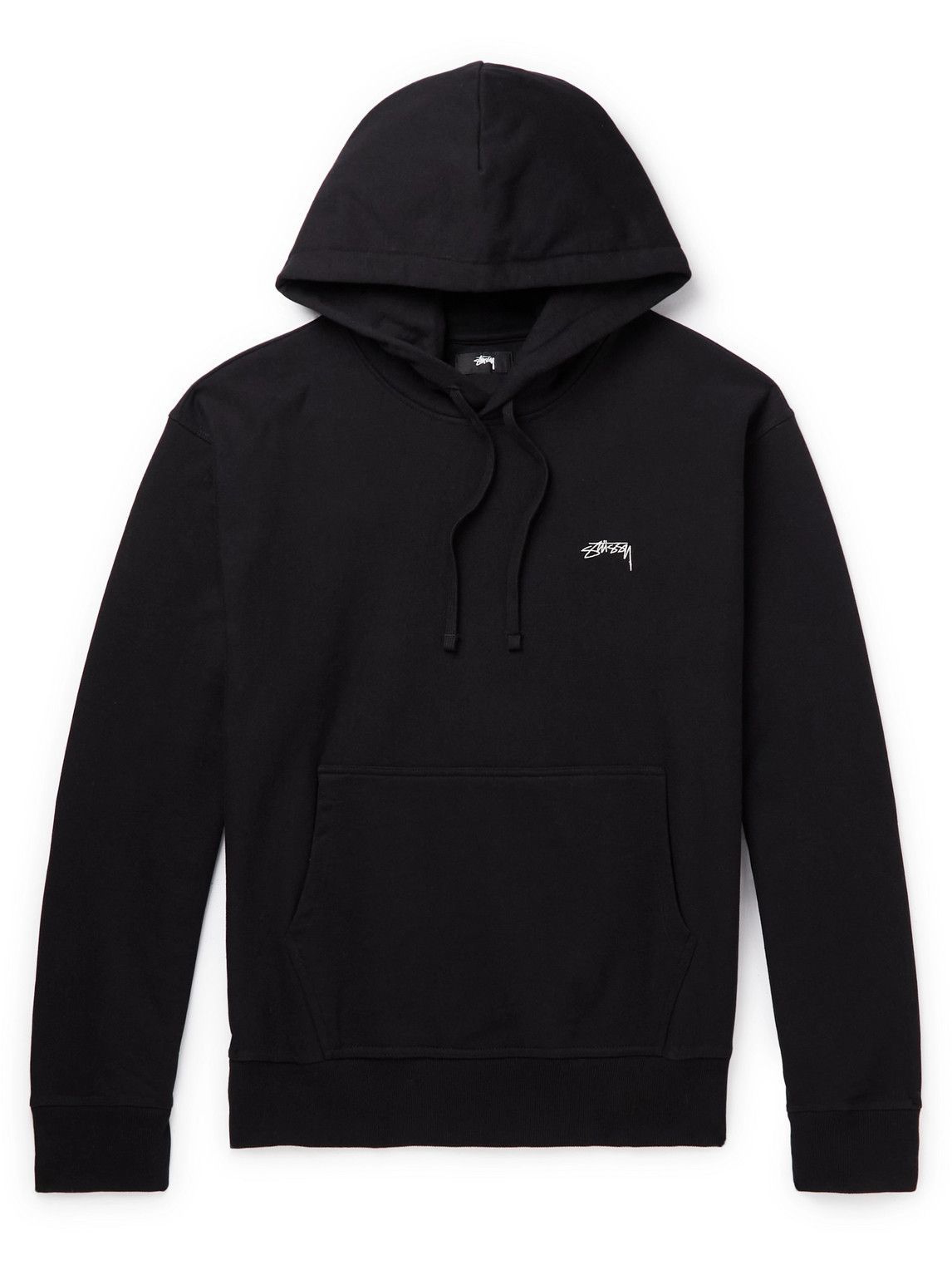 Stussy - Logo-Embroidered Cotton-Jersey Hoodie - Black Stussy