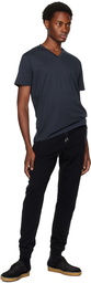 Sunspel Navy Riviera Midweight V Neck T-Shirt