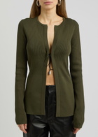 16 Arlington Teria Ribbed-knit Cardigan Khaki