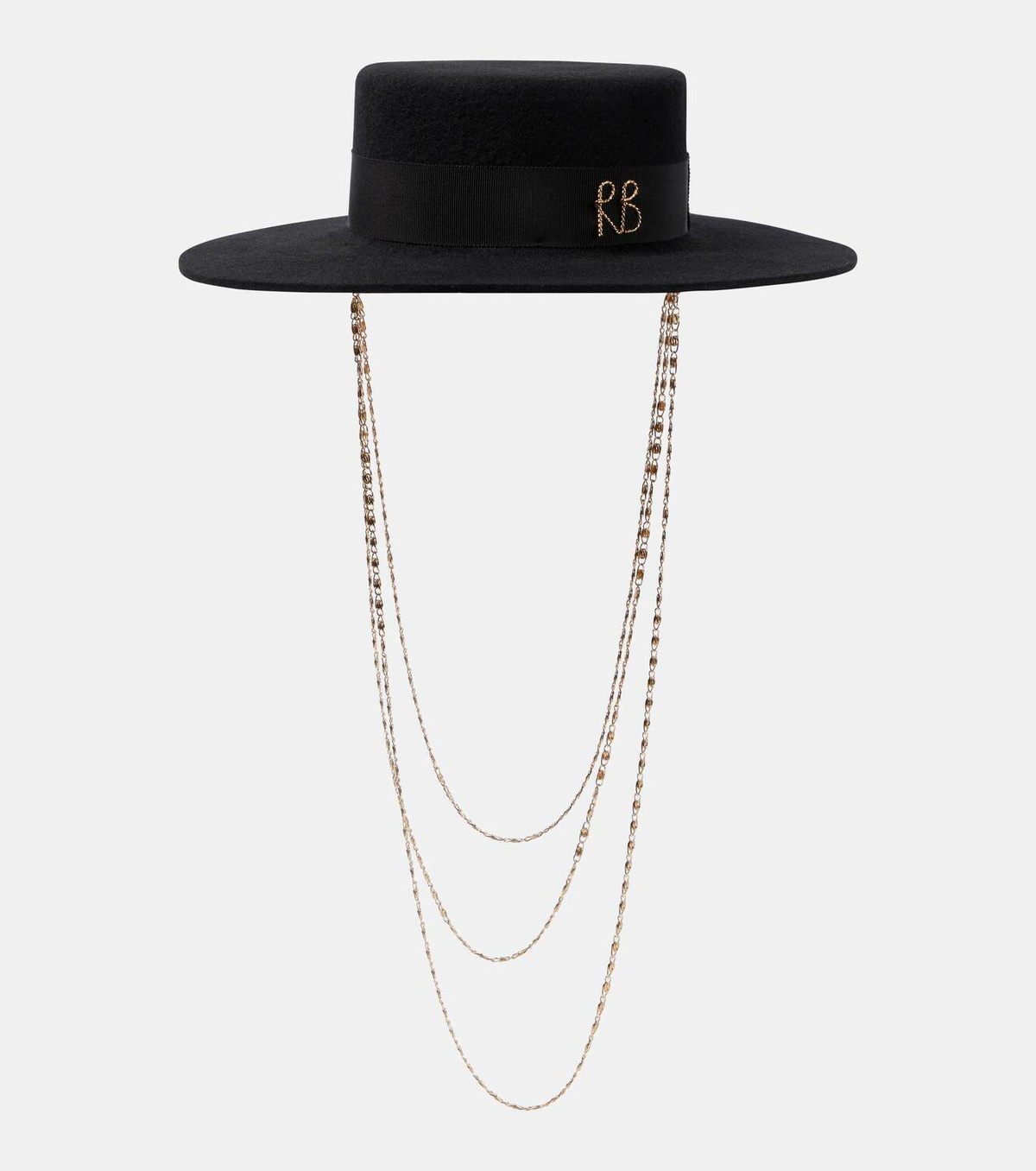 Ruslan Baginskiy Chain-detail wool felt boater hat Ruslan  display picture 2
