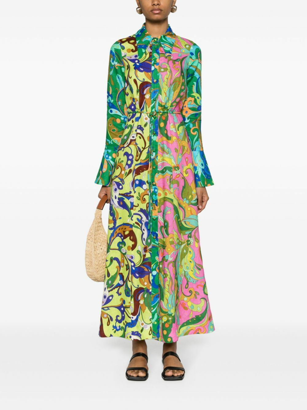 ALEMAIS Green Yvette Paisley-Print Dress ALMAIS
