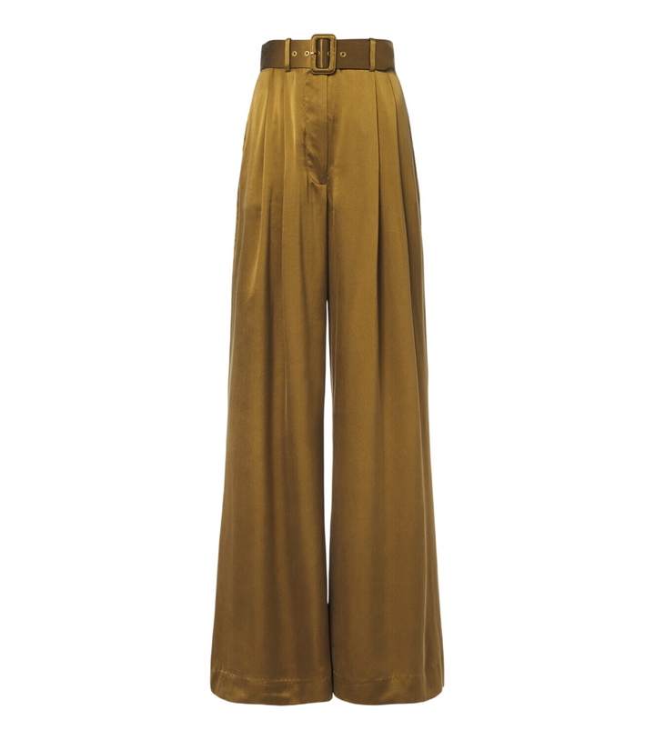 Photo: Zimmermann Belted pleated silk wide-leg pants