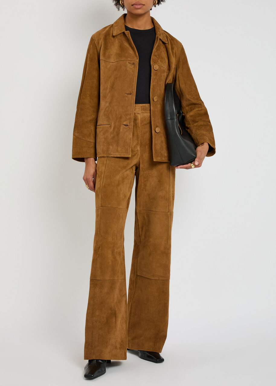 Tory Burch Panelled Suede Jacket Tan