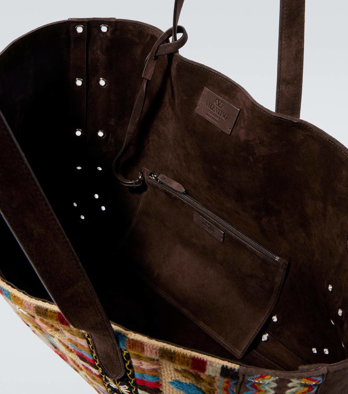 Valentino Garavani Nellcôte Large embroidered suede tote bag