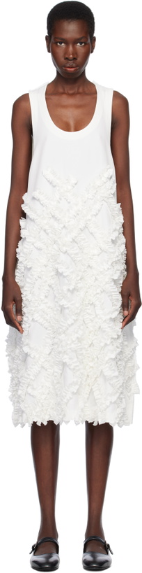 Photo: Black Comme des Garçons White Polyester Twill Midi Dress