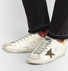 Golden Goose - Superstar Distressed Leather and Suede Sneakers - White