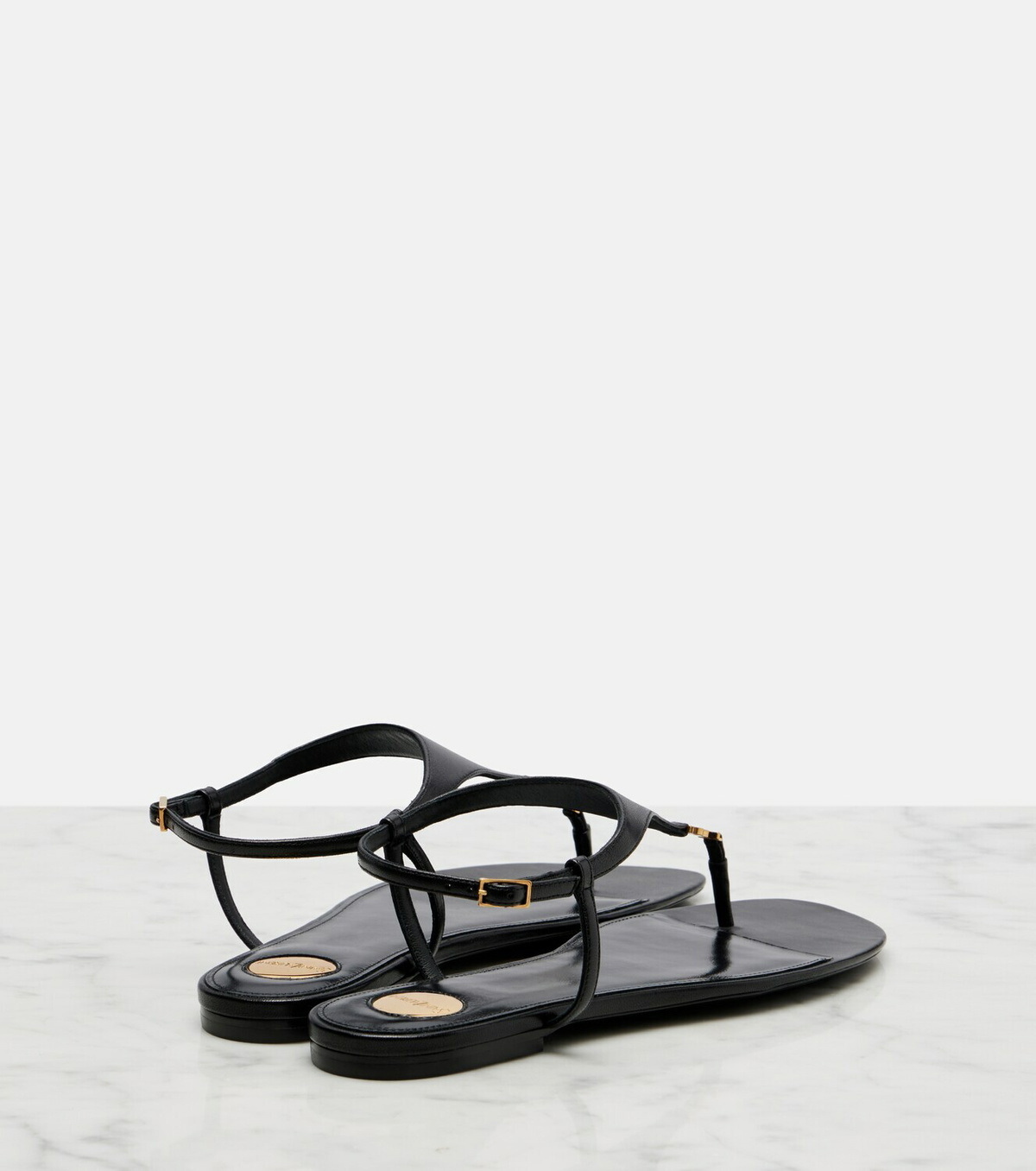 Saint Laurent Cassandre leather thong sandals