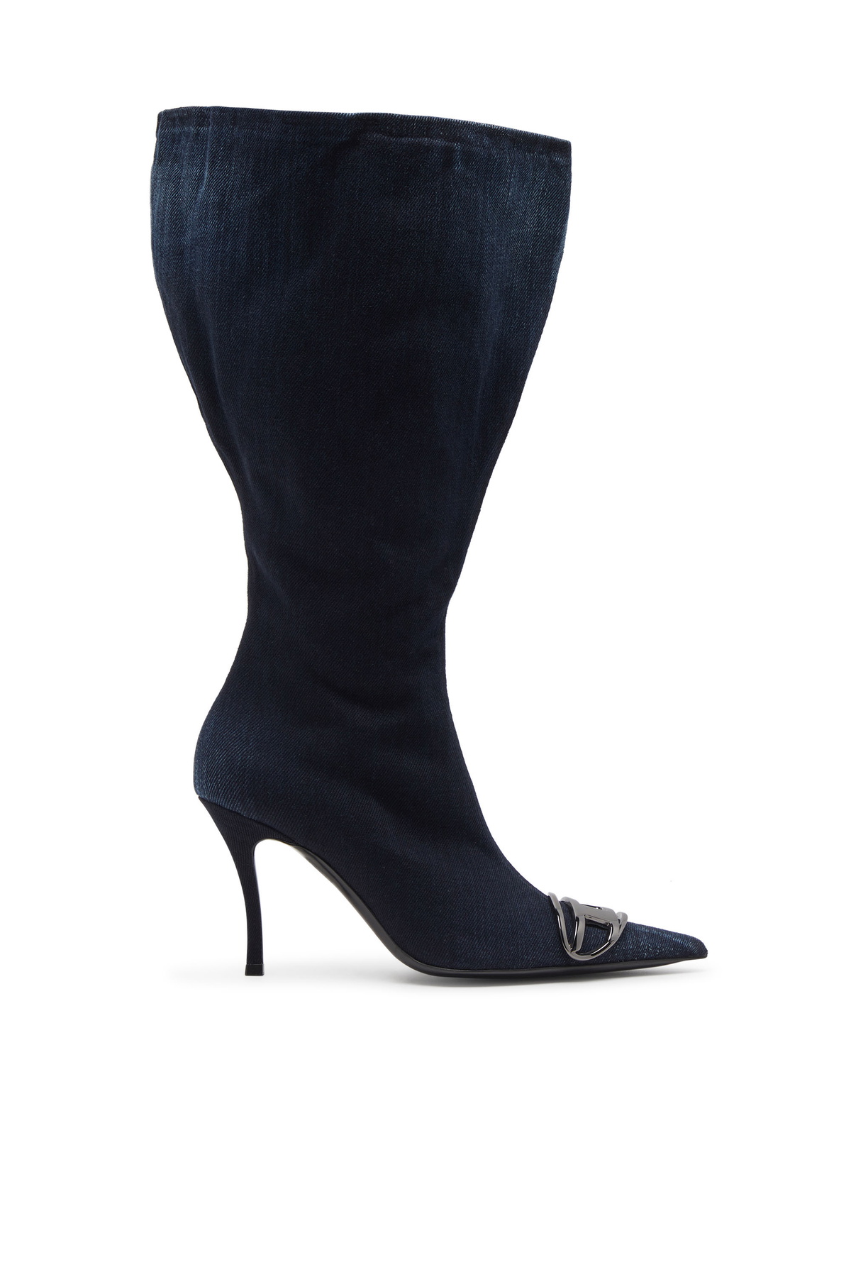 Diesel D-Venus-Wide knee-high boots in denim - Boots Womens in Blue