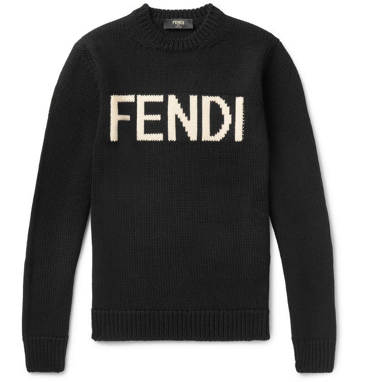 Photo: Fendi - Logo-Intarsia Wool Sweater - Men - Black