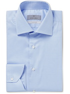 Canali - Slim-Fit Cutaway-Collar Puppytooth Cotton and Lyocell-Blend Shirt - Blue