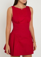Staud Gwen Stretch-cotton Poplin Mini Dress Red