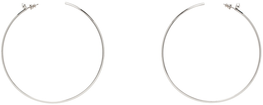 Amina Muaddi Silver Maya Hoop Large Earrings