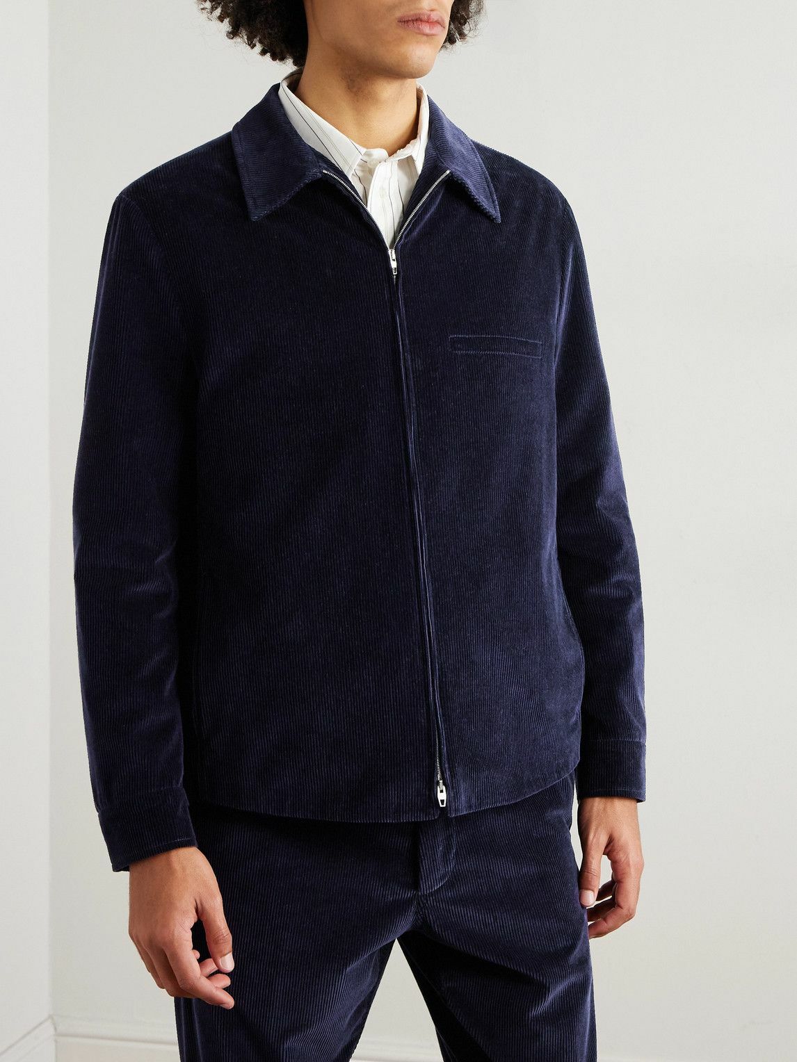 UMIT BENAN - Quebec Cotton and Cashmere-Blend Corduroy Jacket - Blue