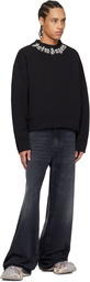 Palm Angels Black Flame Logo Crewneck Sweatshirt