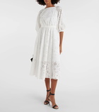 Carolina Herrera Openwork embroidered cotton midi dress