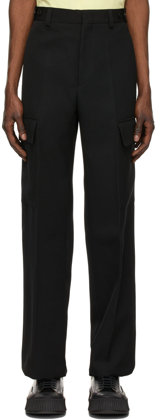 Jil Sander Black Wool Gabardine Cargo Trousers Jil Sander