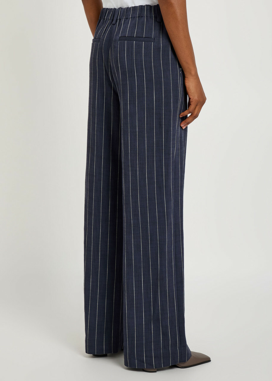 Simkhai Tavar Pinstripe Straight-leg Canvas Trousers Navy