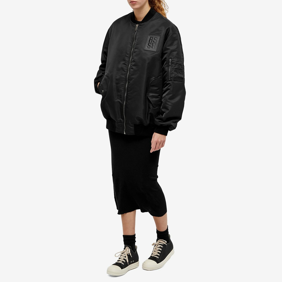RAF SIMONS 231-M619 Classic bomber with leather patch ボンバージャケット ブルゾン メンズ 44 ネイビー ラフシモンズ アウター A3638◆ Raf Simons Leather Bomber Raf Simons 231-m619 Classic Bomber With