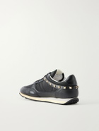 Valentino Garavani - Stud Up Embellished Leather-Trimmed Sneakers - Black