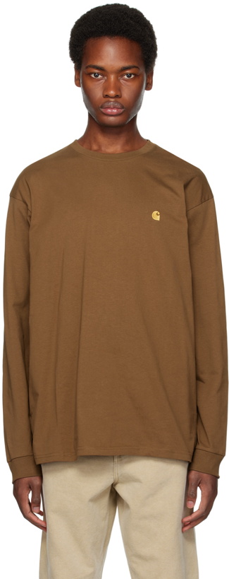 Photo: Carhartt Work In Progress Brown Chase Long Sleeve T-Shirt